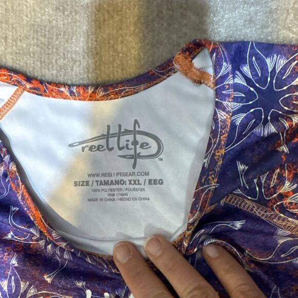 Reel Life Women Rash Shirt XXL Long Sleeve Floral UV Guard SPF 50 Fishing - Picture 3 of 7